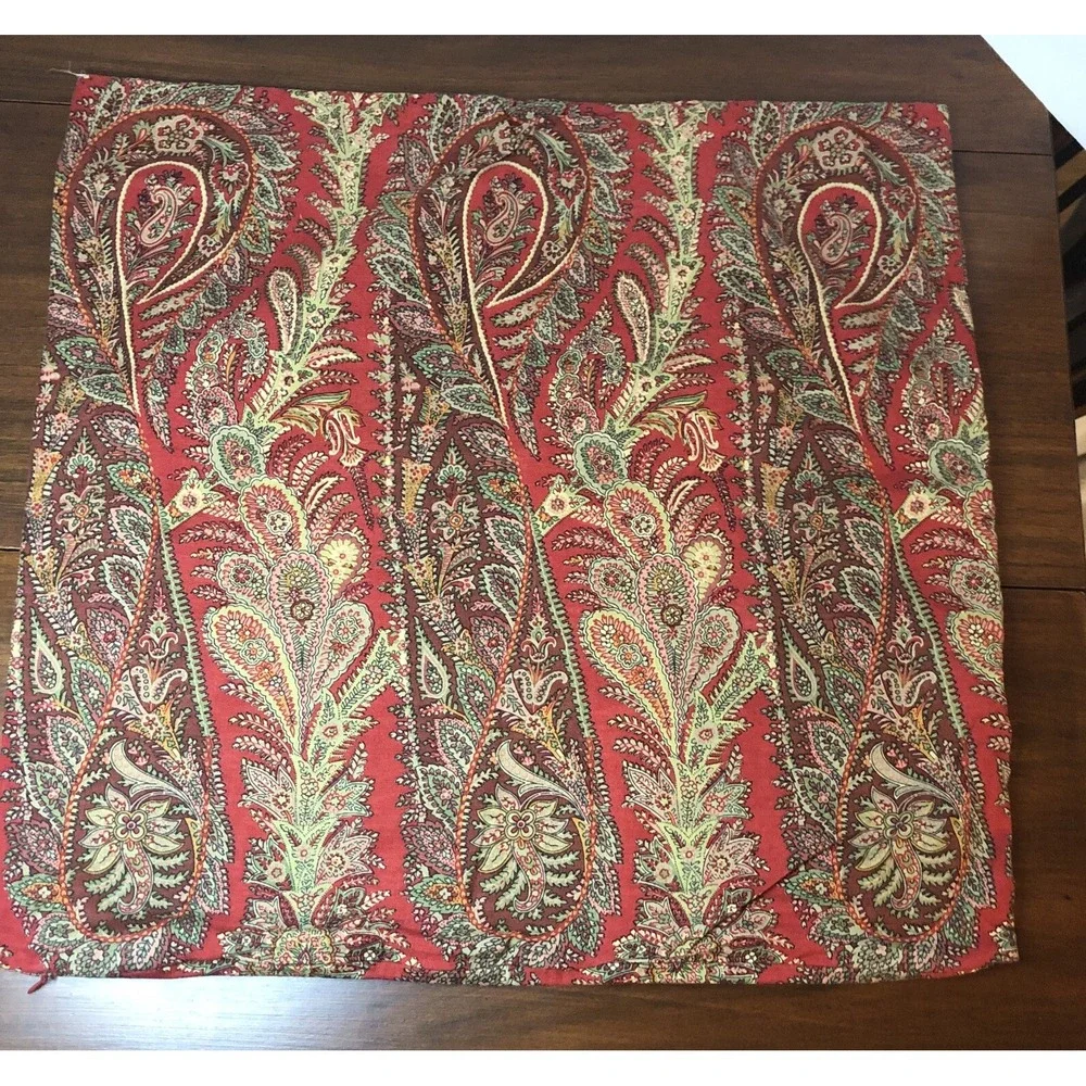 Pottery Barn Red/Green Paisley Cotton/Linen Pillow Cover Sham 24